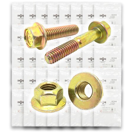 Boltsandnuts.Com Inch Grade 8 Hex Flange Frame Bolts & Lock Nuts Yellow Assortment - 351PCS Assortment Kit #263